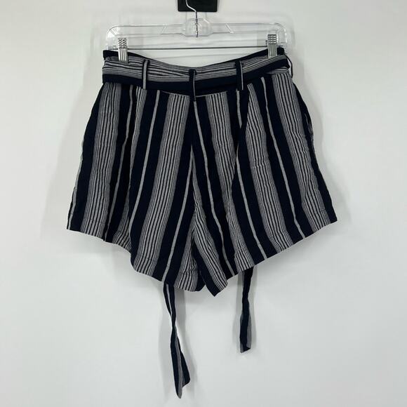 Rails Katy Mediterranean Striped Shorts Linen Blend Tie Waist High Rise - Picture 4 of 5